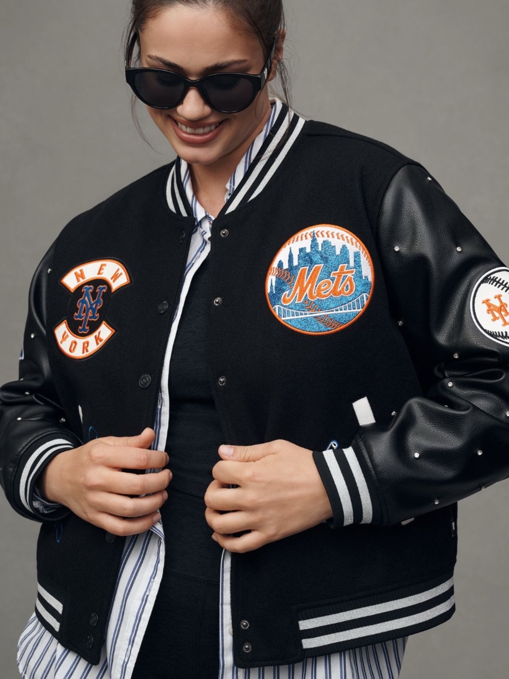 Anthropologie X The Wild Collective MLB New York Mets Letterman Jacket